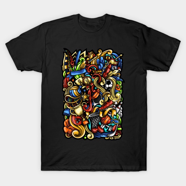 Sport Doodle Illustration T-Shirt by Kincrevstudio